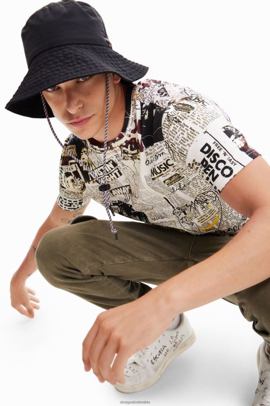 ropa 4802L1683 hombres Desigual camiseta de periódico - Desigual sale damen