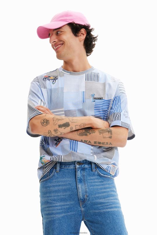 ropa 4802L1689 hombres Desigual camiseta con patchwork bordado - Desigual shop