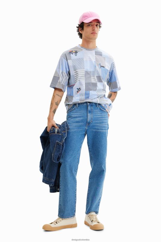 ropa 4802L1689 hombres Desigual camiseta con patchwork bordado - Desigual shop