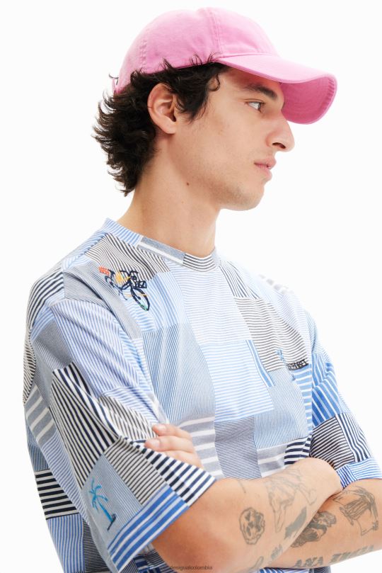 ropa 4802L1689 hombres Desigual camiseta con patchwork bordado - Desigual shop