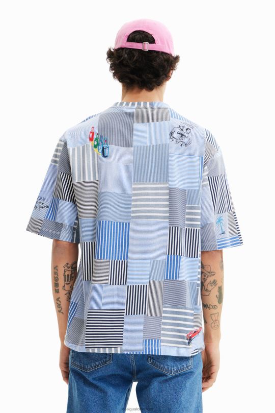 ropa 4802L1689 hombres Desigual camiseta con patchwork bordado - Desigual shop