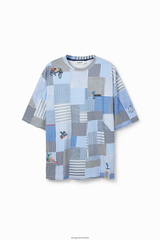 ropa 4802L1689 hombres Desigual camiseta con patchwork bordado - Desigual shop