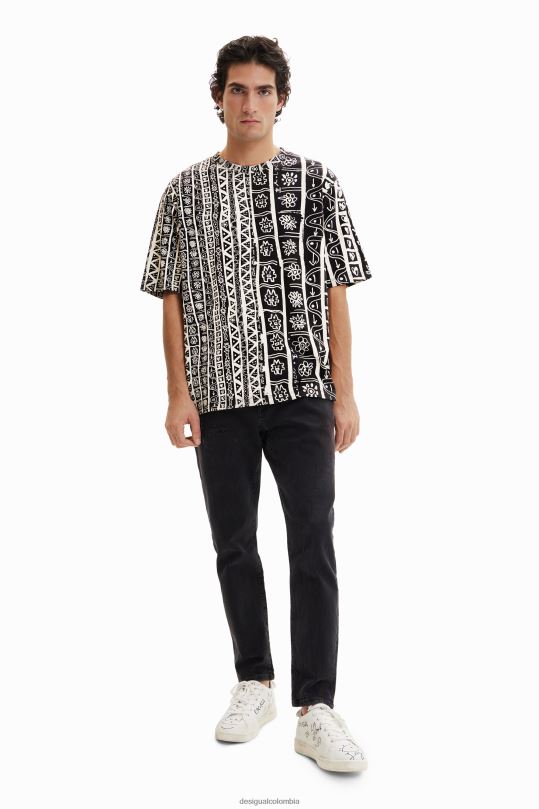 Desigual Colombia - ropa 4802L1691 hombres Desigual camiseta con borde artístico