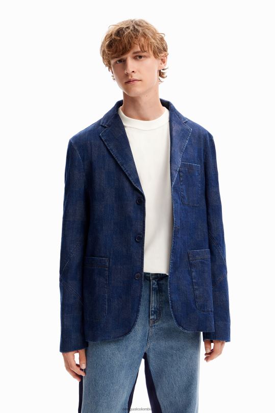 ropa 4802L1602 hombres Desigual chaqueta vaquera a cuadros - Desigual sale damen