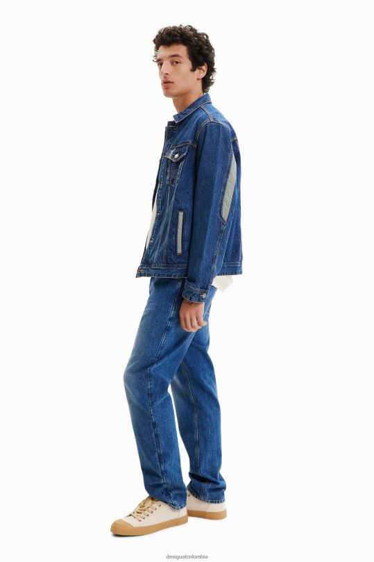 ropa 4802L1603 hombres Desigual chaqueta estilo camionero de mezclilla con patchwork - Desigual sales online