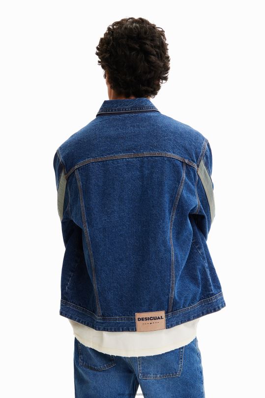 ropa 4802L1603 hombres Desigual chaqueta estilo camionero de mezclilla con patchwork - Desigual sales online