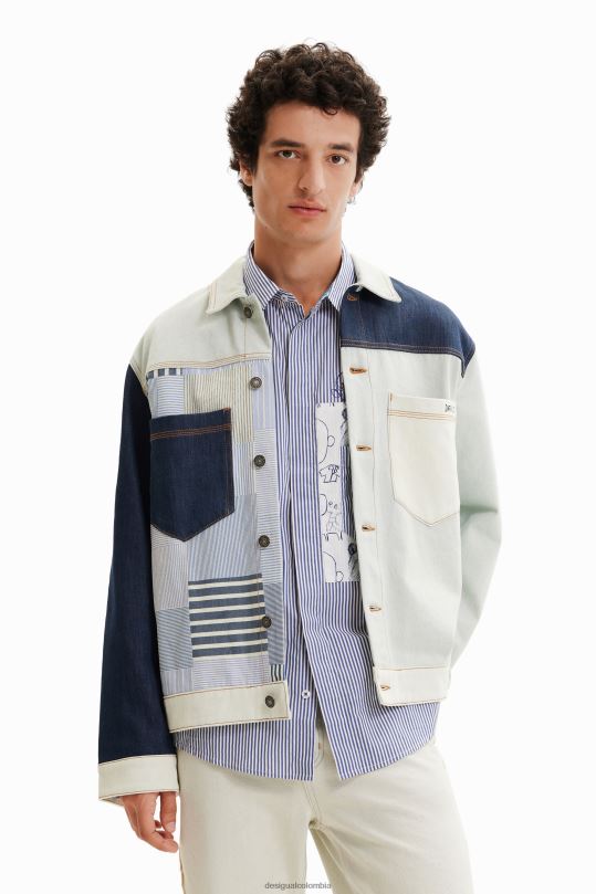 Desigual Colombia pagina oficial - ropa 4802L1623 hombres Desigual sobrecamisa de mezclilla con patchwork
