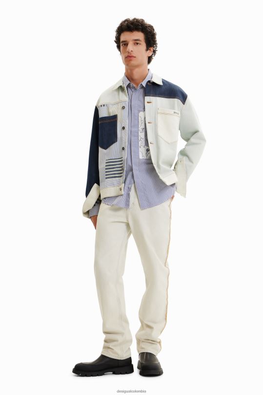 Desigual Colombia pagina oficial - ropa 4802L1623 hombres Desigual sobrecamisa de mezclilla con patchwork