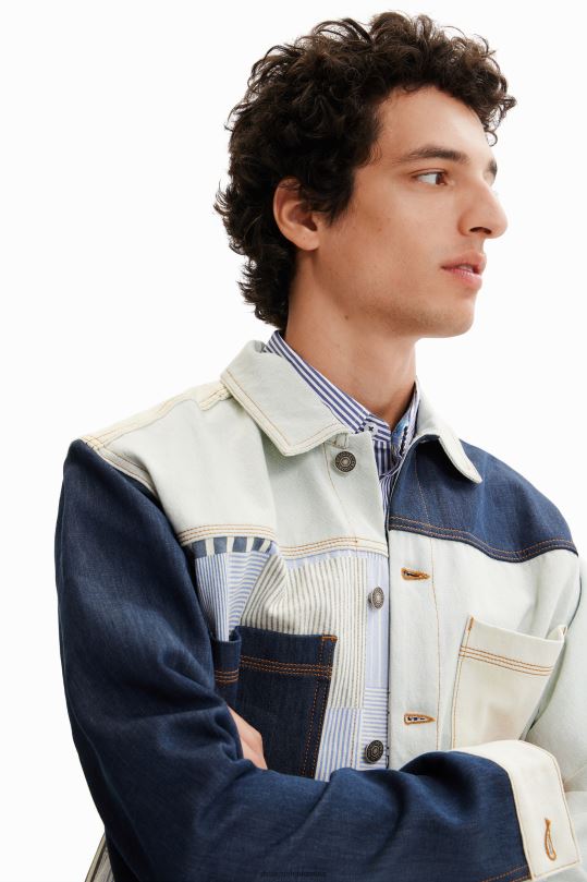 Desigual Colombia pagina oficial - ropa 4802L1623 hombres Desigual sobrecamisa de mezclilla con patchwork