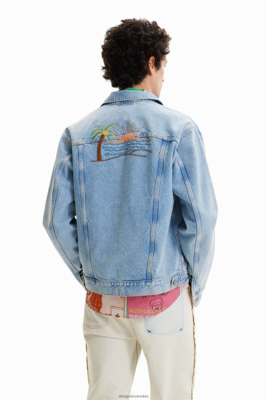 Desigual Colombia bolsos - ropa 4802L1636 hombres Desigual chaqueta estilo camionero de mezclilla bordada