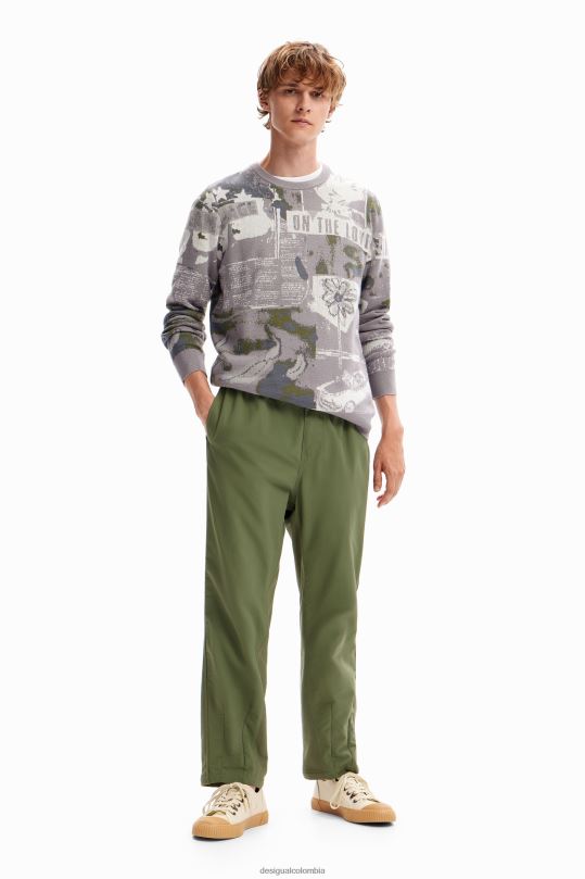 ropa 4802L1538 hombres Desigual suéter tipo periódico en jacquard - Desigual sale damen