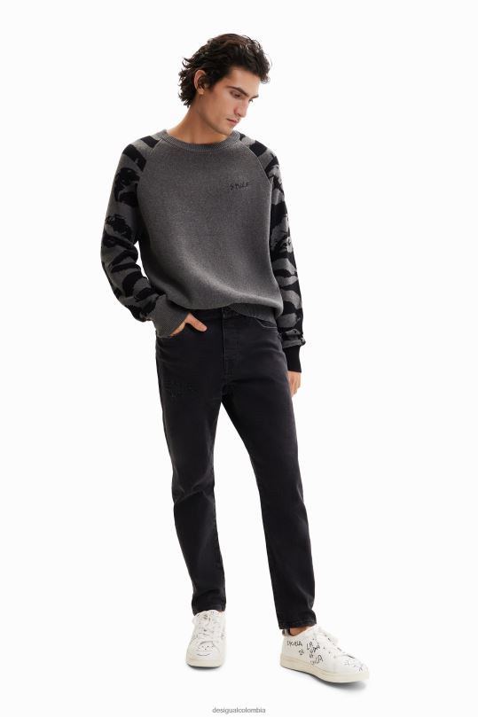 Desigual Colombia - ropa 4802L1564 hombres Desigual jersey con estampado animal en jacquard