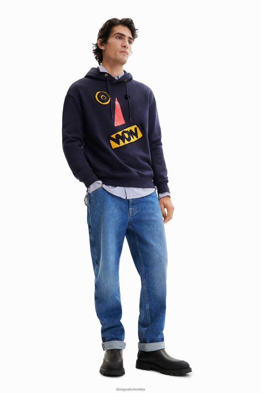 ropa 4802L1625 hombres Desigual sudadera con capucha con cara artística - Desigual shop
