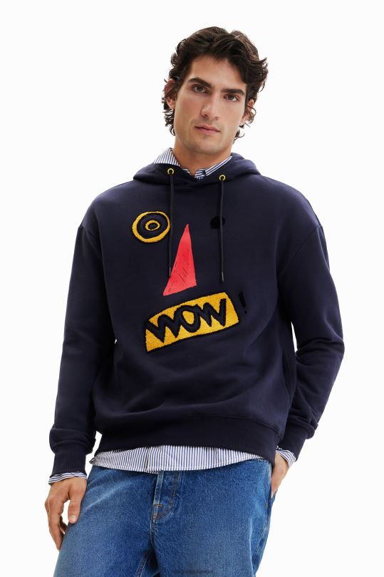 ropa 4802L1625 hombres Desigual sudadera con capucha con cara artística - Desigual shop