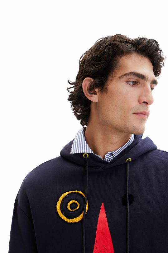 ropa 4802L1625 hombres Desigual sudadera con capucha con cara artística - Desigual shop