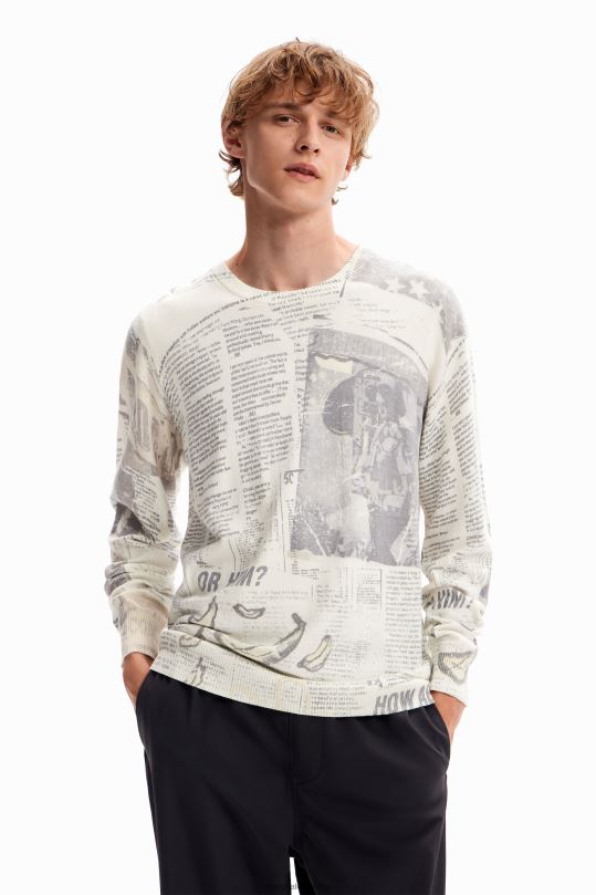 ropa 4802L1662 hombres Desigual fino jersey de periódico - Desigual Colombia rebajas