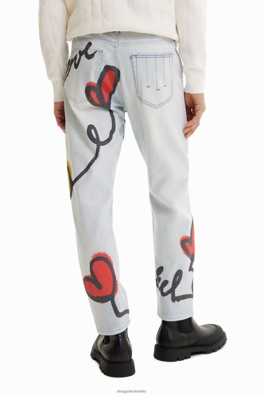 ropa 4802L1522 hombres Desigual jeans rectos con corazones - Desigual Colombia rebajas