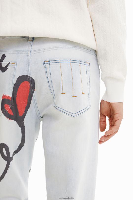 ropa 4802L1522 hombres Desigual jeans rectos con corazones - Desigual Colombia rebajas
