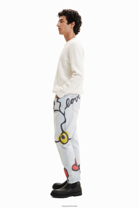 ropa 4802L1522 hombres Desigual jeans rectos con corazones - Desigual Colombia rebajas