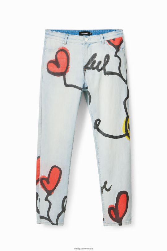 ropa 4802L1522 hombres Desigual jeans rectos con corazones - Desigual Colombia rebajas