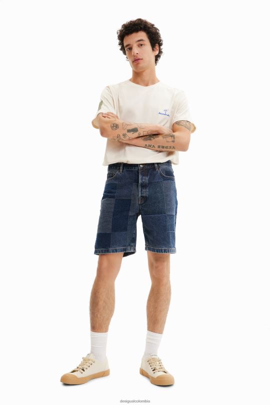 ropa 4802L1524 hombres Desigual shorts de mezclilla con patchwork en jacquard - Desigual sale damen
