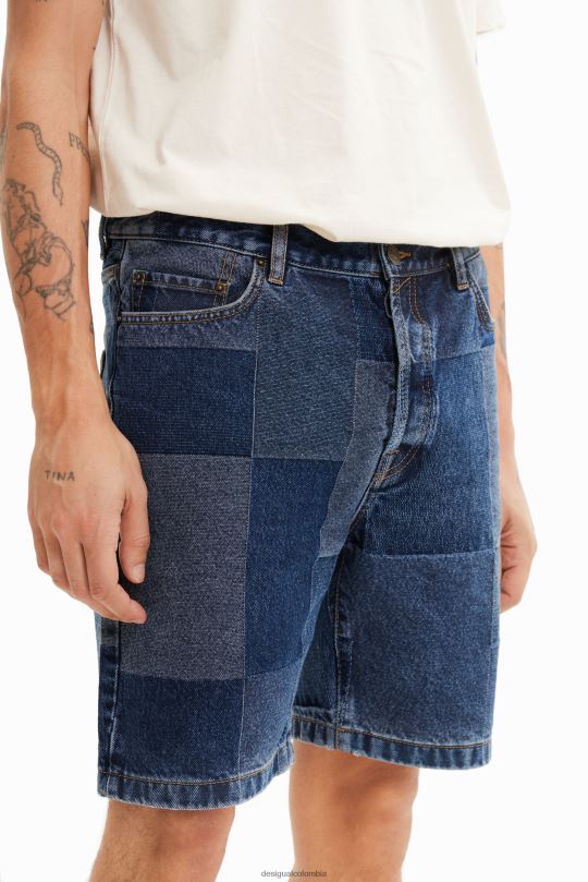 ropa 4802L1524 hombres Desigual shorts de mezclilla con patchwork en jacquard - Desigual sale damen