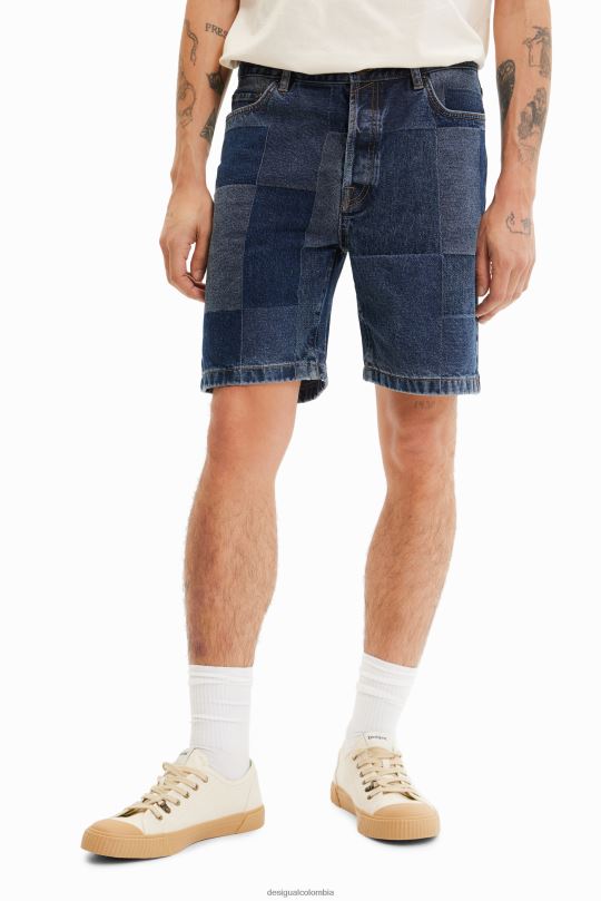 ropa 4802L1524 hombres Desigual shorts de mezclilla con patchwork en jacquard - Desigual sale damen