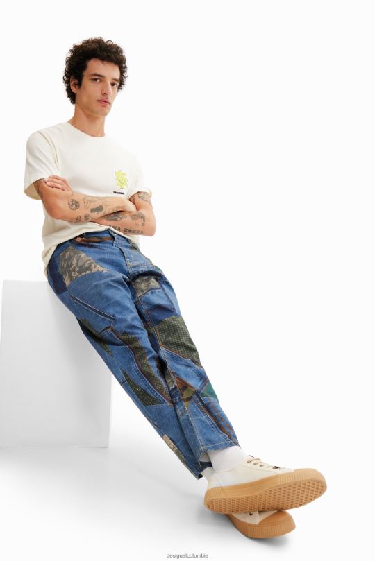 ropa 4802L1531 hombres Desigual jeans holgados con patchwork - Desigual sales online