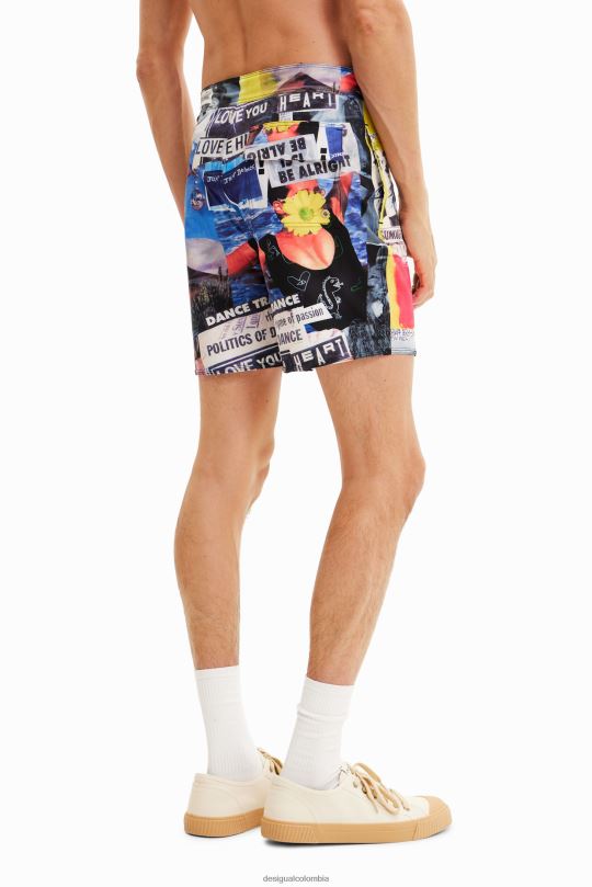 Desigual zapatos Colombia - ropa 4802L1674 hombres Desigual pantalones cortos de baño de periódico