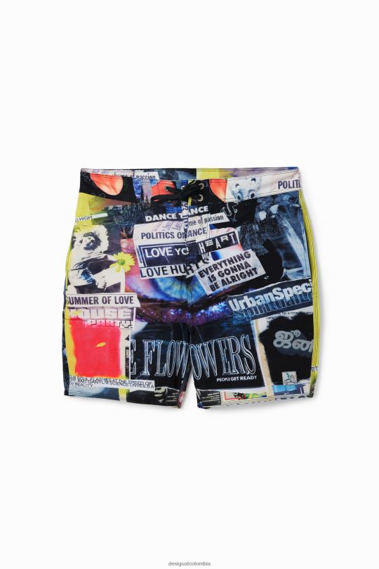 Desigual zapatos Colombia - ropa 4802L1674 hombres Desigual pantalones cortos de baño de periódico