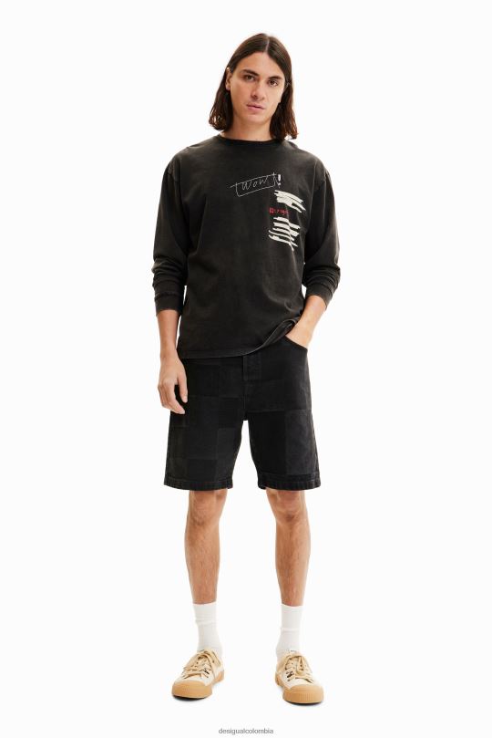 ropa 4802L1680 hombres Desigual shorts de mezclilla con patchwork en jacquard - Desigual sales online