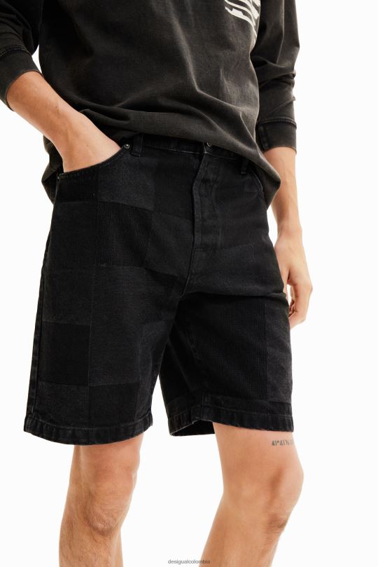 ropa 4802L1680 hombres Desigual shorts de mezclilla con patchwork en jacquard - Desigual sales online