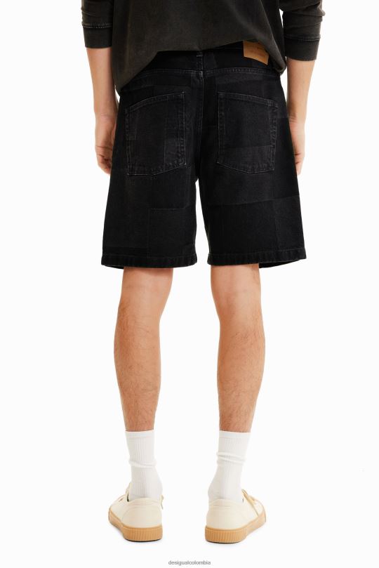 ropa 4802L1680 hombres Desigual shorts de mezclilla con patchwork en jacquard - Desigual sales online