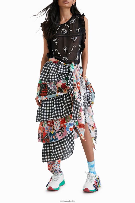 blusas Desigual bogota - accesorio 4802L1410 mujer Desigual pareo con volantes y patchwork de johnson hartig