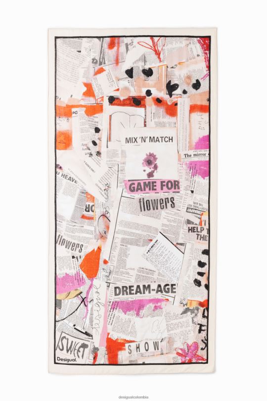 accesorio 4802L1412 mujer Desigual fular de periódico rectangular - Desigual sale damen