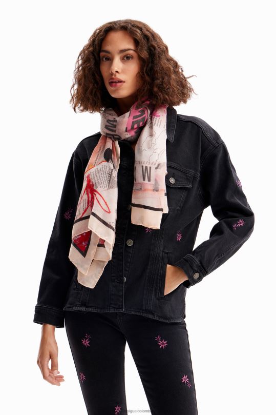 accesorio 4802L1412 mujer Desigual fular de periódico rectangular - Desigual sale damen