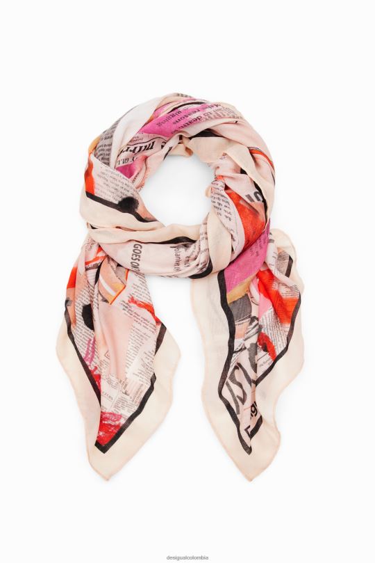 accesorio 4802L1412 mujer Desigual fular de periódico rectangular - Desigual sale damen
