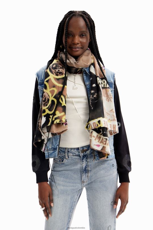 accesorio 4802L1437 mujer Desigual fular rectangular artístico - Desigual sales online