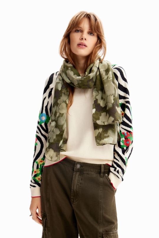 accesorio 4802L1438 mujer Desigual fular rectangular de camuflaje - Desigual Colombia Medellín