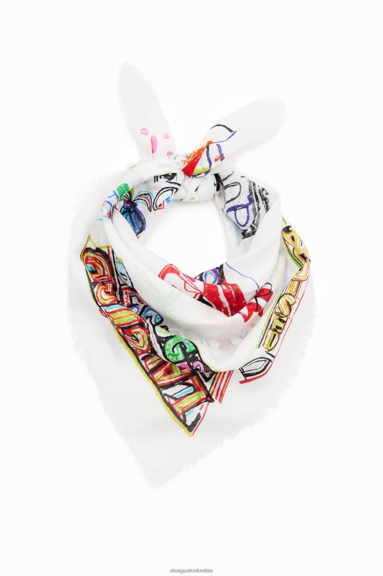 Desigual Colombia pagina oficial - accesorio 4802L547 mujer Desigual ilustración bufanda cuadrada