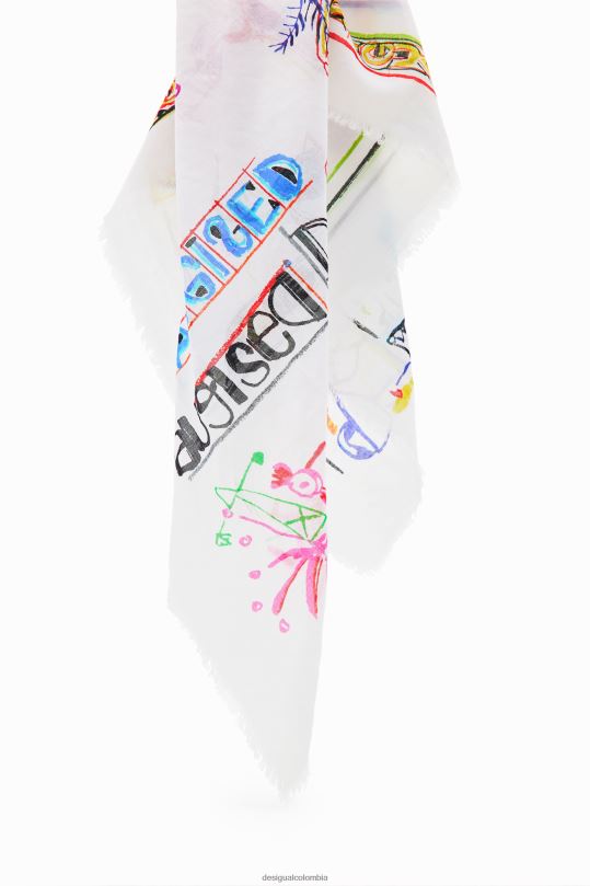 Desigual Colombia pagina oficial - accesorio 4802L547 mujer Desigual ilustración bufanda cuadrada