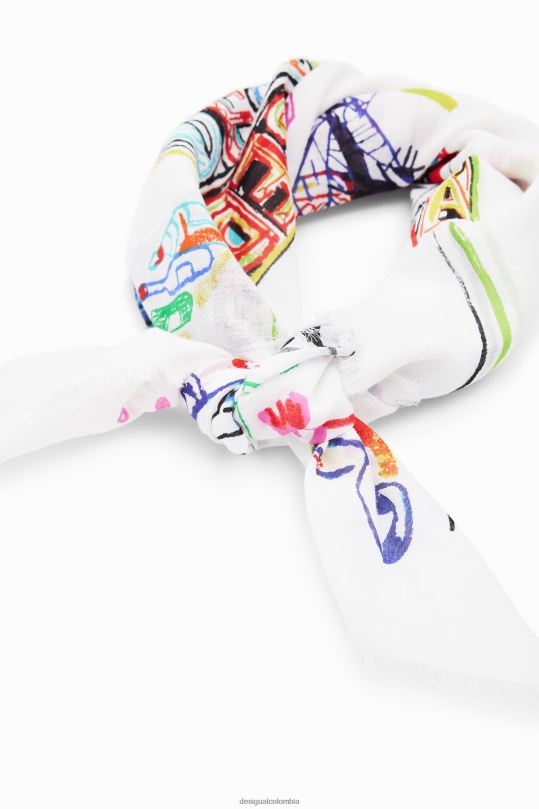 Desigual Colombia pagina oficial - accesorio 4802L547 mujer Desigual ilustración bufanda cuadrada