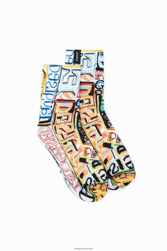accesorio 4802L382 mujer Desigual calcetines con logo artístico - Desigual shop