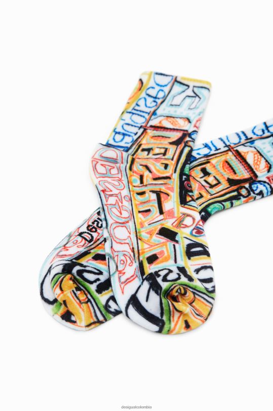 accesorio 4802L382 mujer Desigual calcetines con logo artístico - Desigual shop