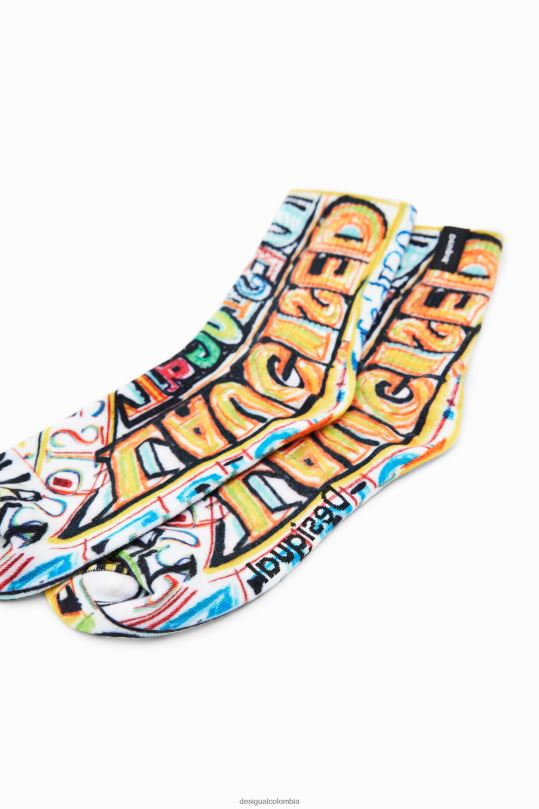 accesorio 4802L382 mujer Desigual calcetines con logo artístico - Desigual shop