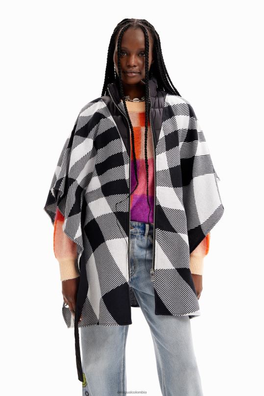 blusas Desigual bogota - accesorio 4802L1440 mujer Desigual poncho a cuadros con cinturón