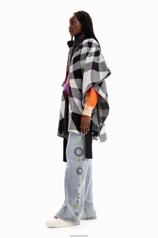 blusas Desigual bogota - accesorio 4802L1440 mujer Desigual poncho a cuadros con cinturón