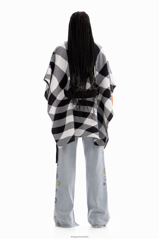 blusas Desigual bogota - accesorio 4802L1440 mujer Desigual poncho a cuadros con cinturón