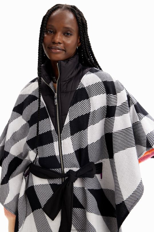 blusas Desigual bogota - accesorio 4802L1440 mujer Desigual poncho a cuadros con cinturón