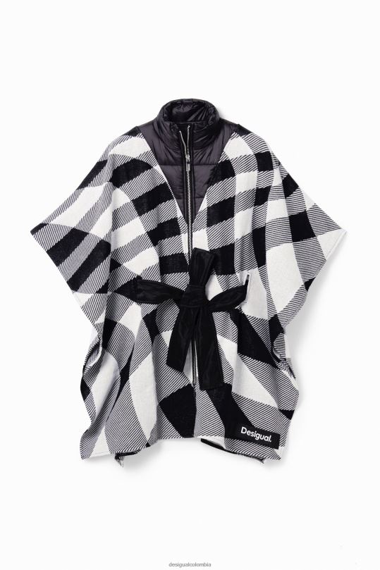 blusas Desigual bogota - accesorio 4802L1440 mujer Desigual poncho a cuadros con cinturón